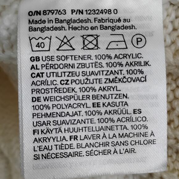 H&M Divided Retro Cable Knit Vest Size Small White and Brown V Neck Pullover - Picture 4 of 5